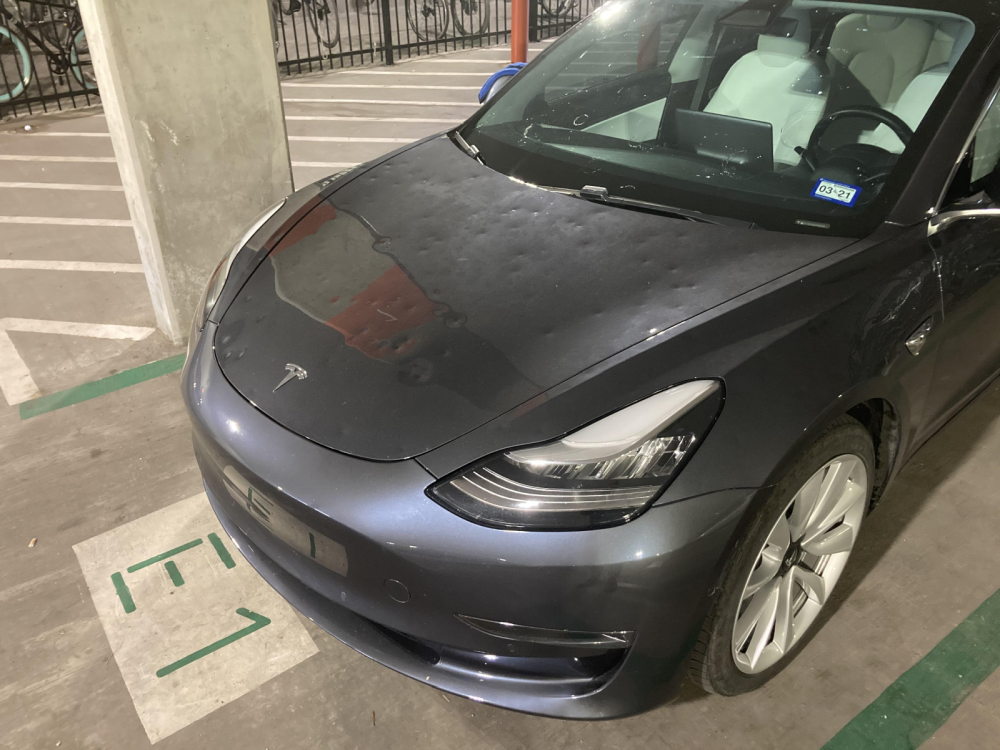 Tesla vehicle hail damage